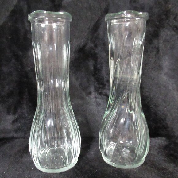 Other - 2pc Vintage Clear Glass Bud Vases